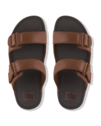 Gogh Moc Slide In Leather Men Dark Tan