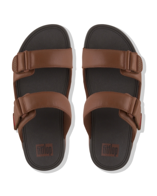 Gogh Moc Slide In Leather Men Dark Tan