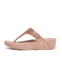 Lulu Glitter Toe-Thongs PU Glitter Rose Gold