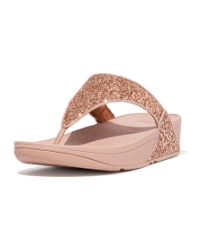 Lulu Glitter Toe-Thongs PU Glitter Rose Gold