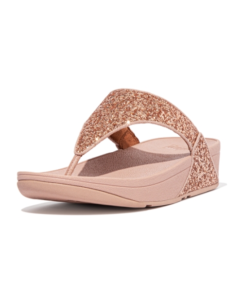 Lulu Glitter Toe-Thongs PU Glitter Rose Gold