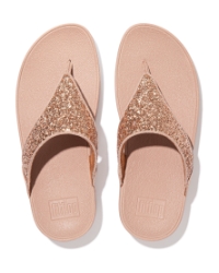 Lulu Glitter Toe-Thongs PU Glitter Rose Gold
