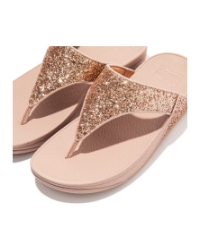 Lulu Glitter Toe-Thongs PU Glitter Rose Gold