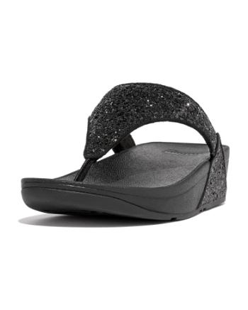FitFlop Lulu Glitter Toe-Thongs PU Glitter Black Glitter