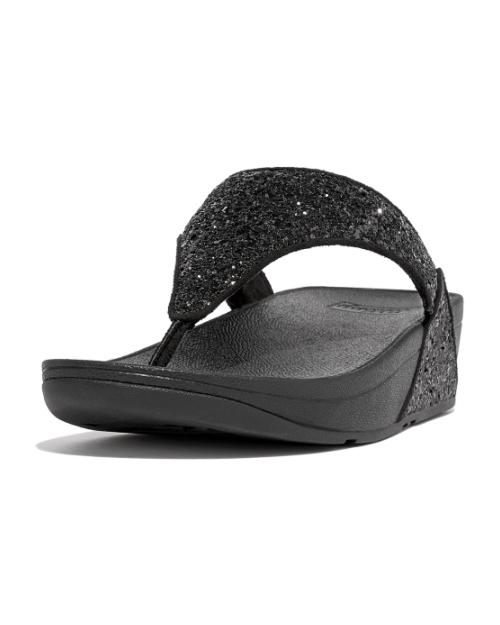 Lulu Glitter Toe-Thongs PU Glitter Black Glitter