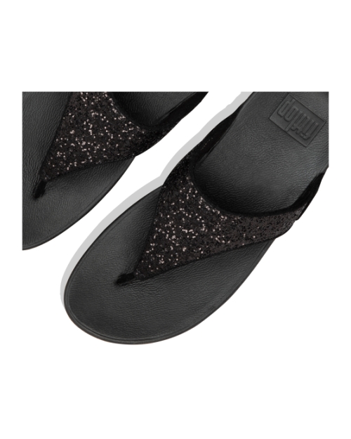 Lulu Glitter Toe-Thongs PU Glitter Black Glitter