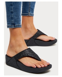 Lulu Glitter Toe-Thongs PU Glitter Black Glitter