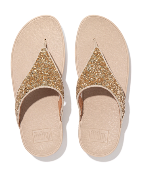 Lulu Glitter Toe-Thongs PU Glitter Platino